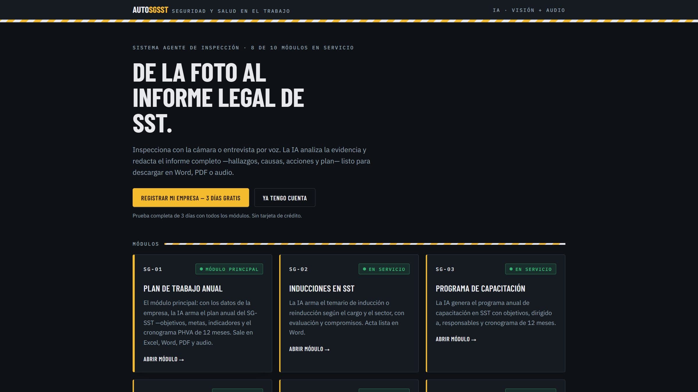 AutoSGSST resume la idea en una frase: de la foto al informe legal de SST.